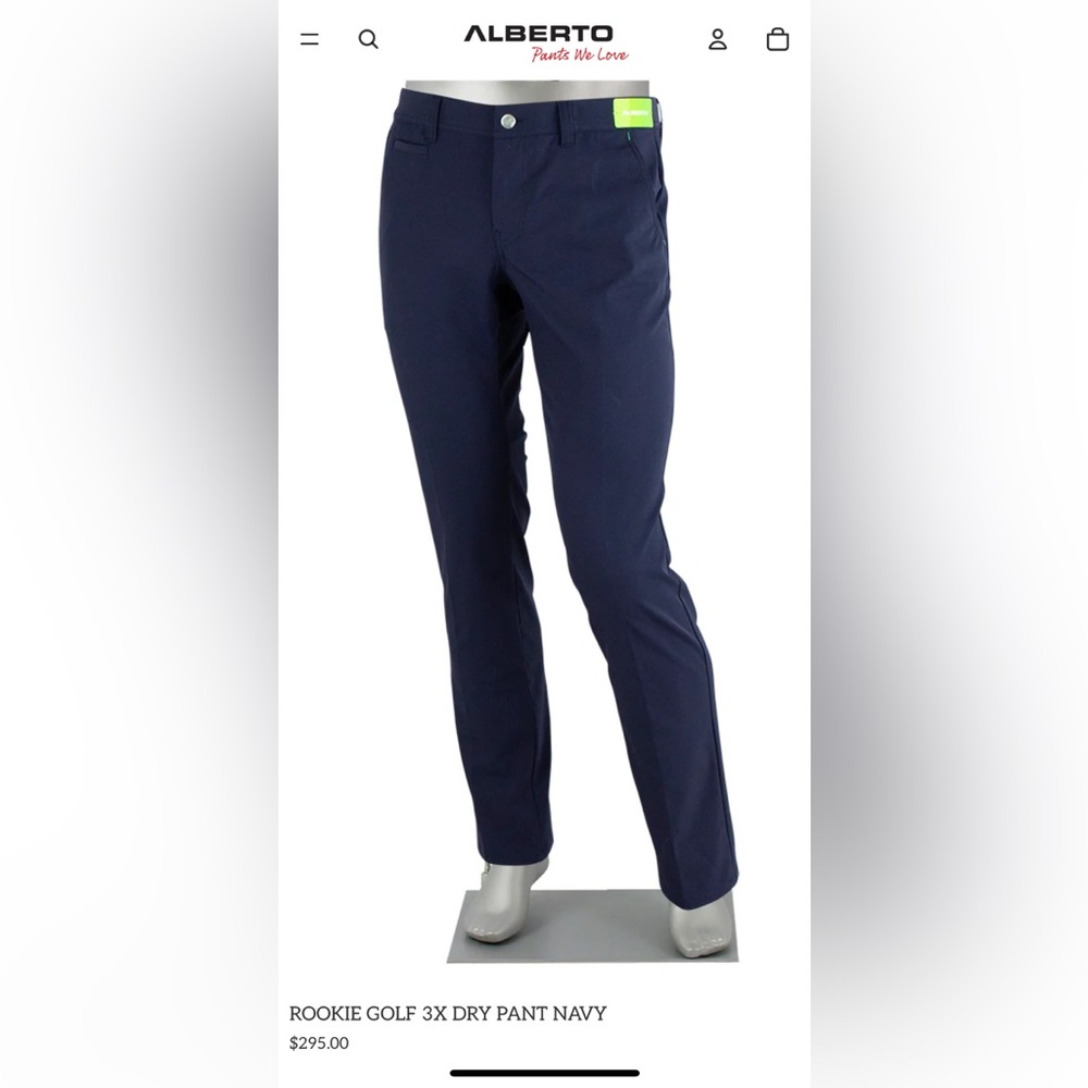 Alberto Rookie Golf Pants Men Size 50 Navy Blue 3xDry Cooler Regular Fit Stretch